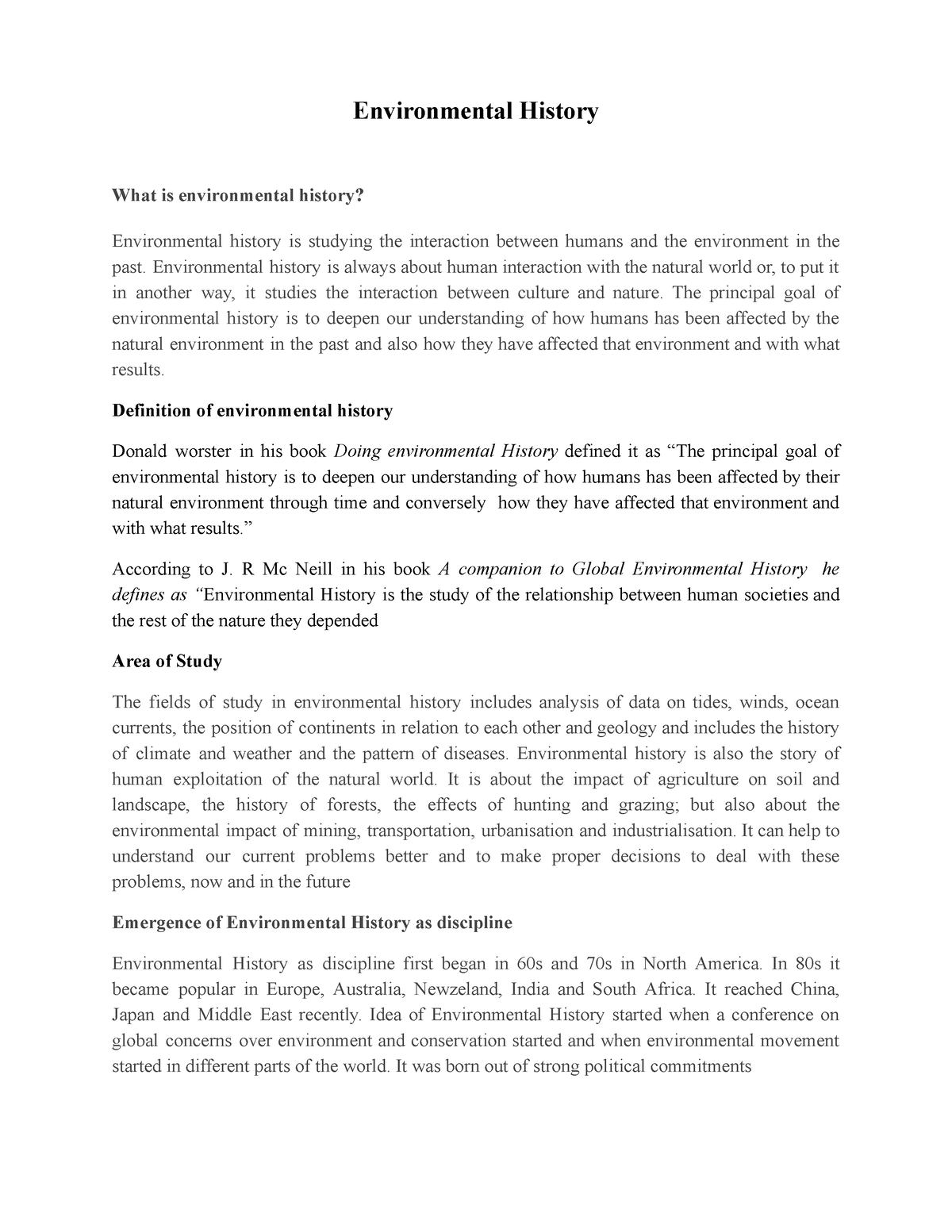 Environmental History 1 - Environmental History What Is Environmental ...