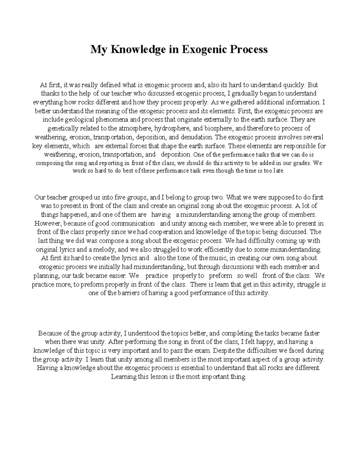 My knowledge in exogenic process - My Knowledge in Exogenic Process At ...