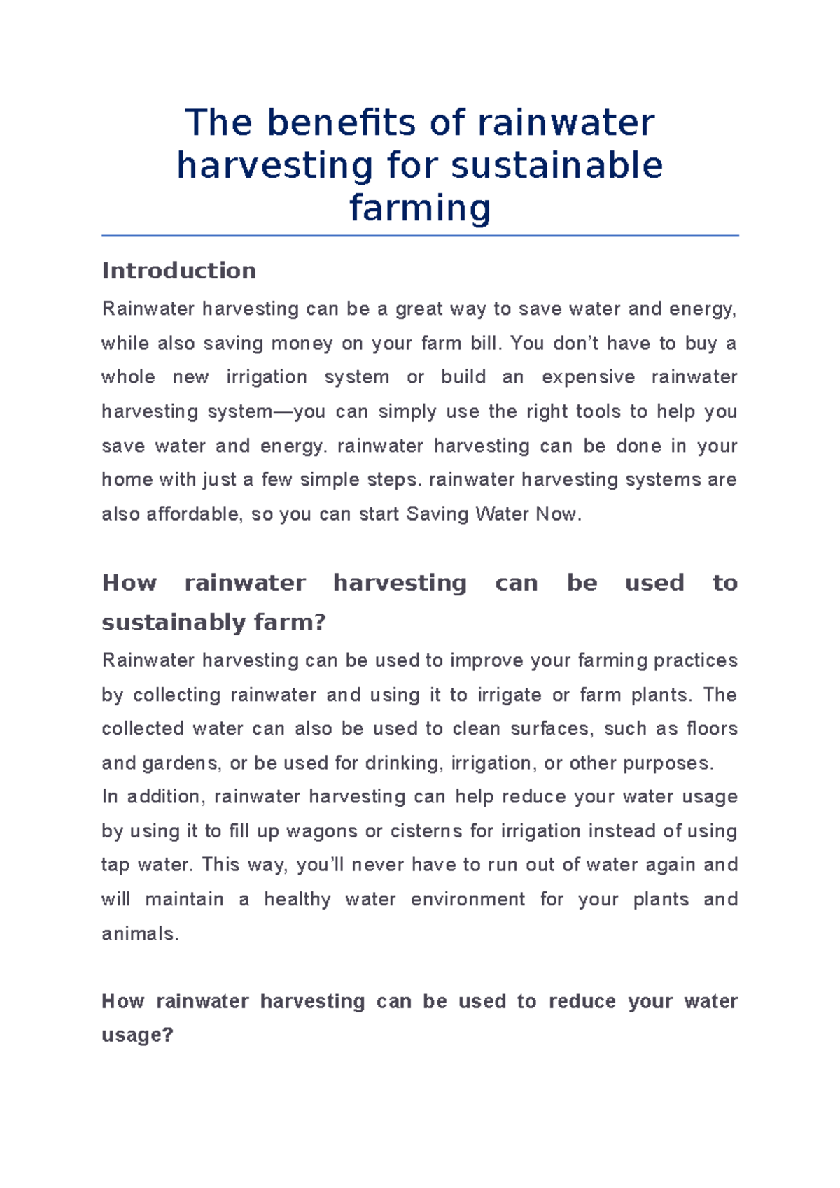 The Benefits Of Rainwater Harvesting For Sustainable Farming - The ...