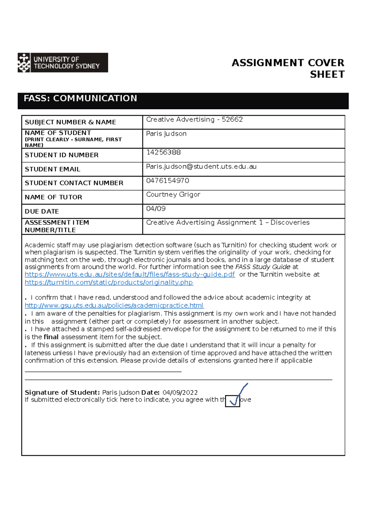 14256388 - CA assign 1 - first assessment for Creative Advertising 2022 ...