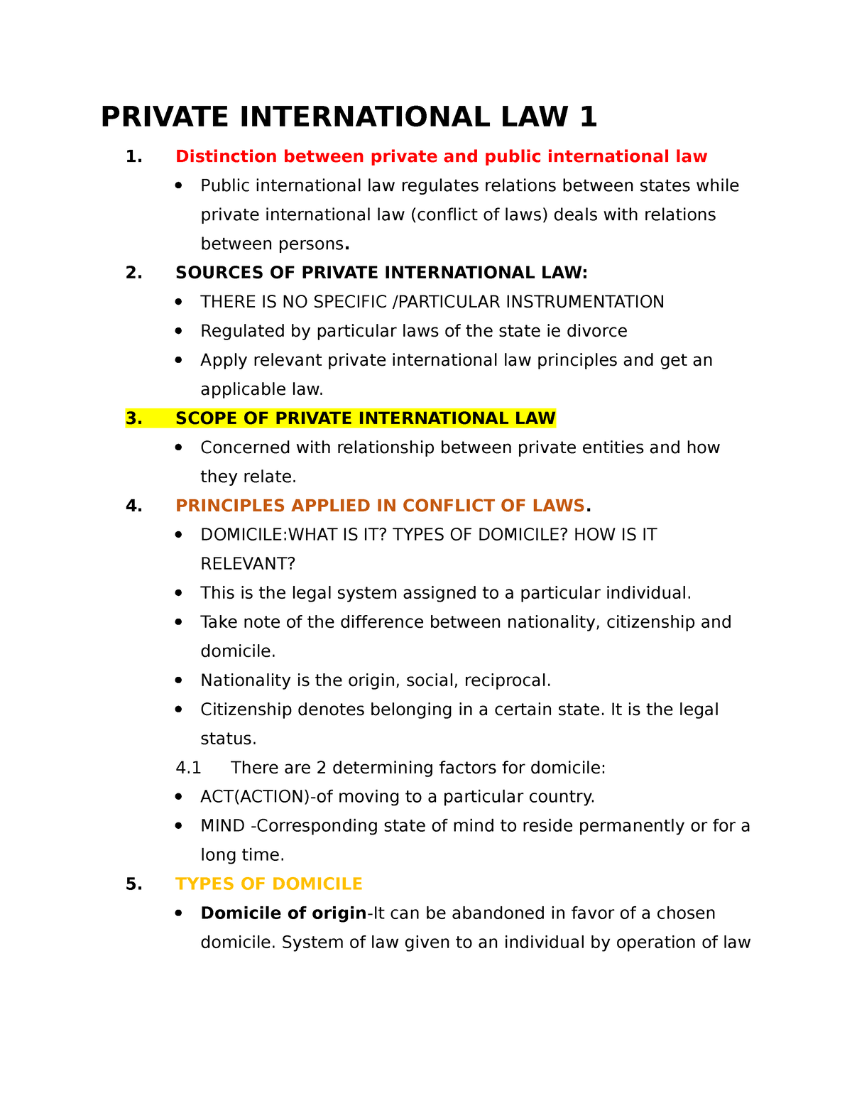 Private International LAW 1 - PRIVATE INTERNATIONAL LAW 1 Distinction ...