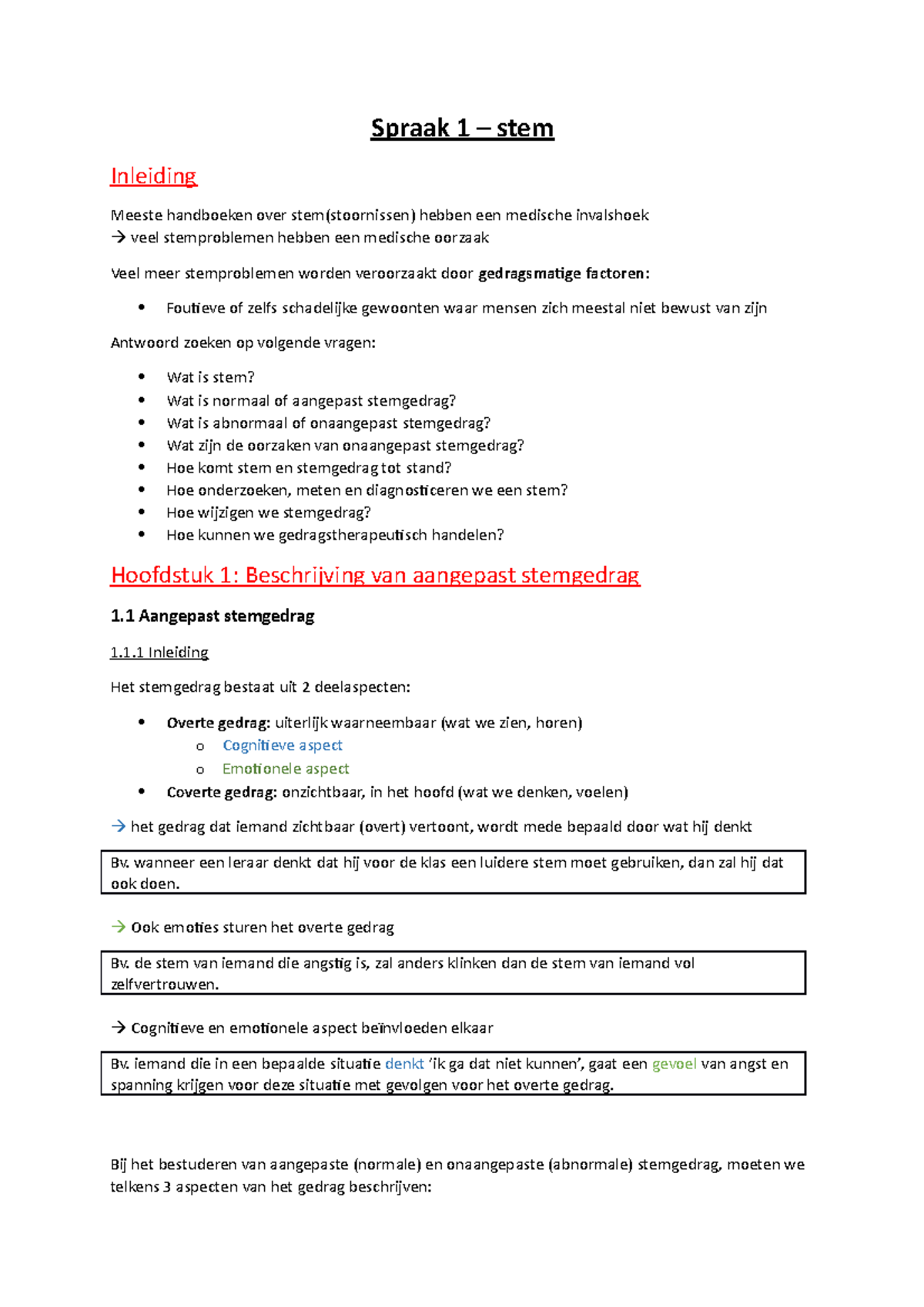 Samenvatting Stem - Spraak 1 stem Inleiding Meeste handboeken over stem ...