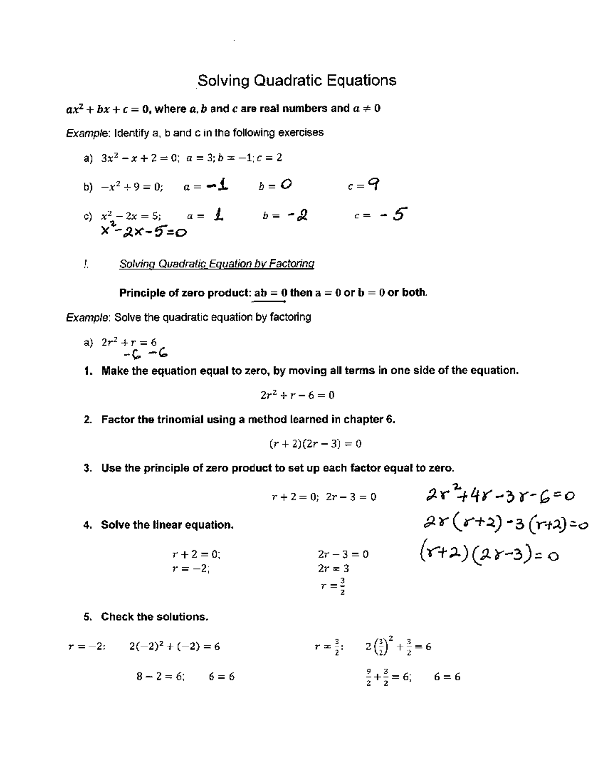 Solving Quadratic Equations Mathematics - Biology - Studocu