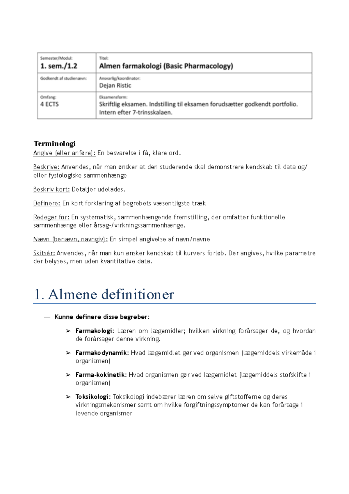Pensumliste med svar 3 - ! Terminologi Angive (eller anføre): En ...