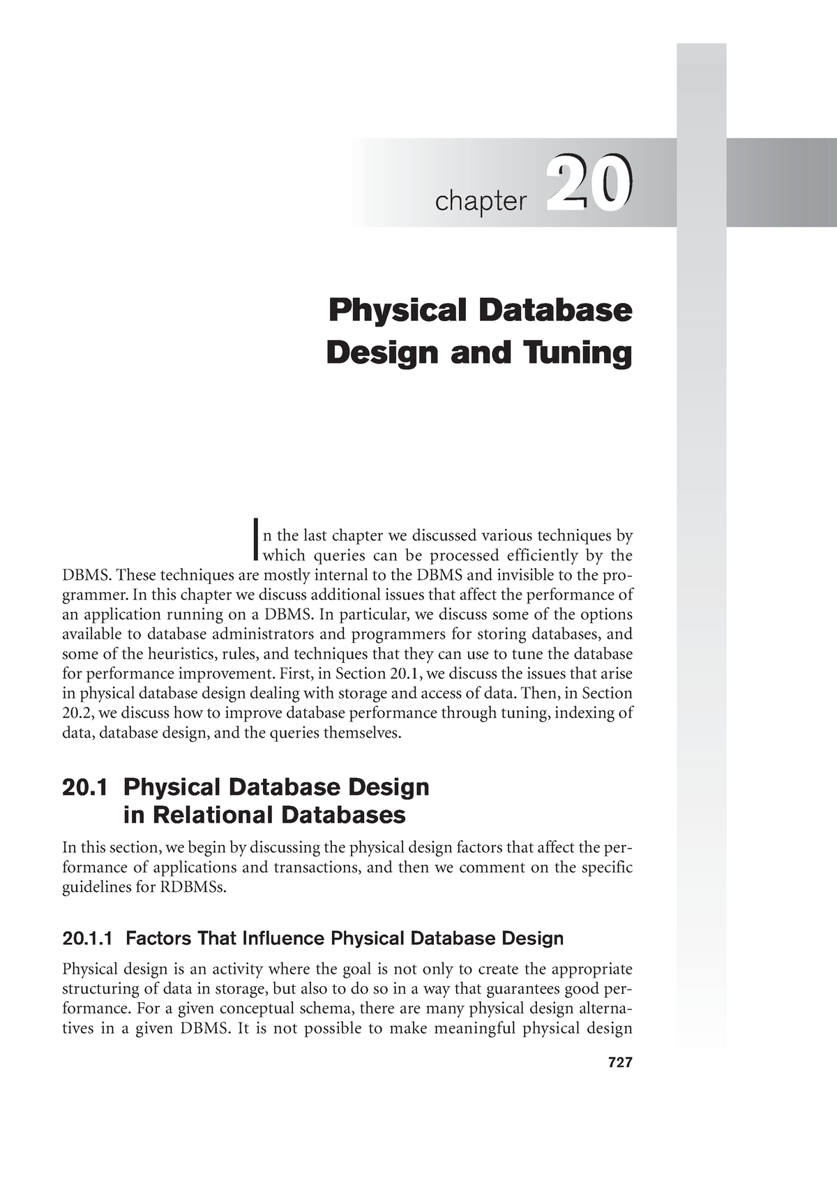 Chapter 20 - Physical Database Design And Tuning - Chapter 20 Physical ...