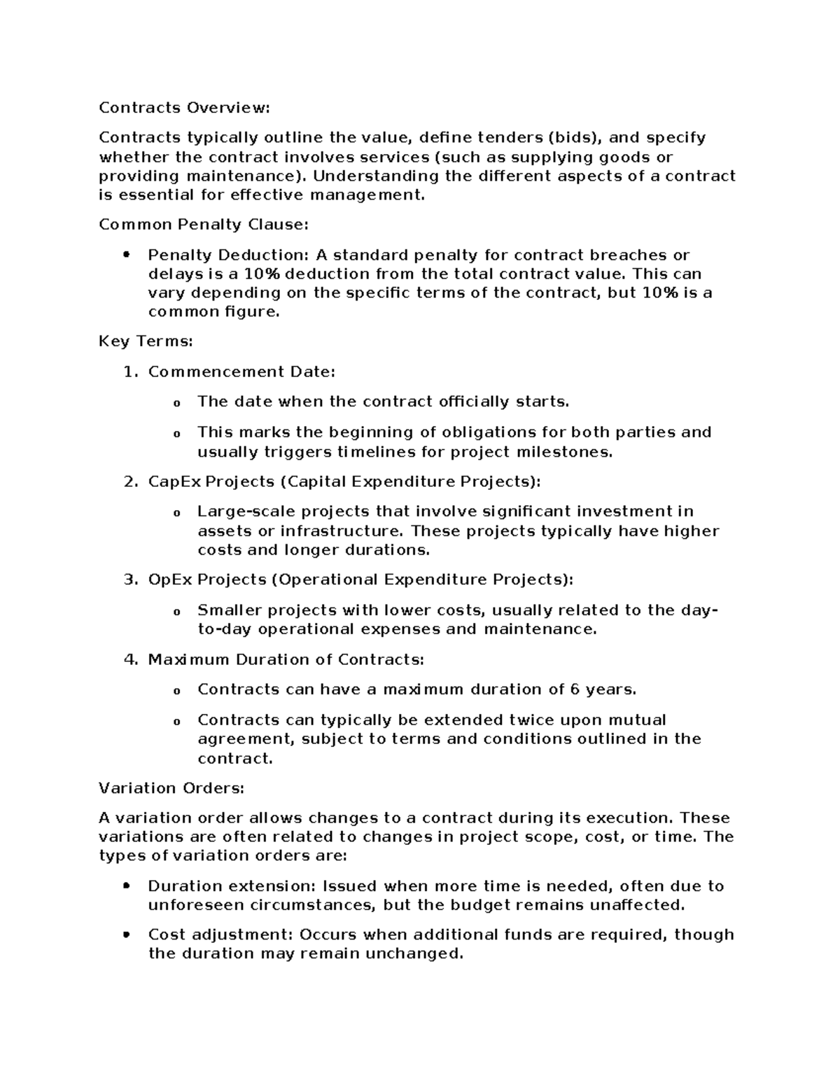 Salem Notes on Contracts - Contracts Overview: Contracts typically ...