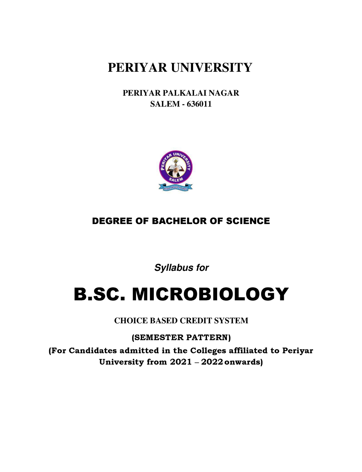 B.SC. Microbiology - PERIYAR UNIVERSITY PERIYAR PALKALAI NAGAR SALEM ...