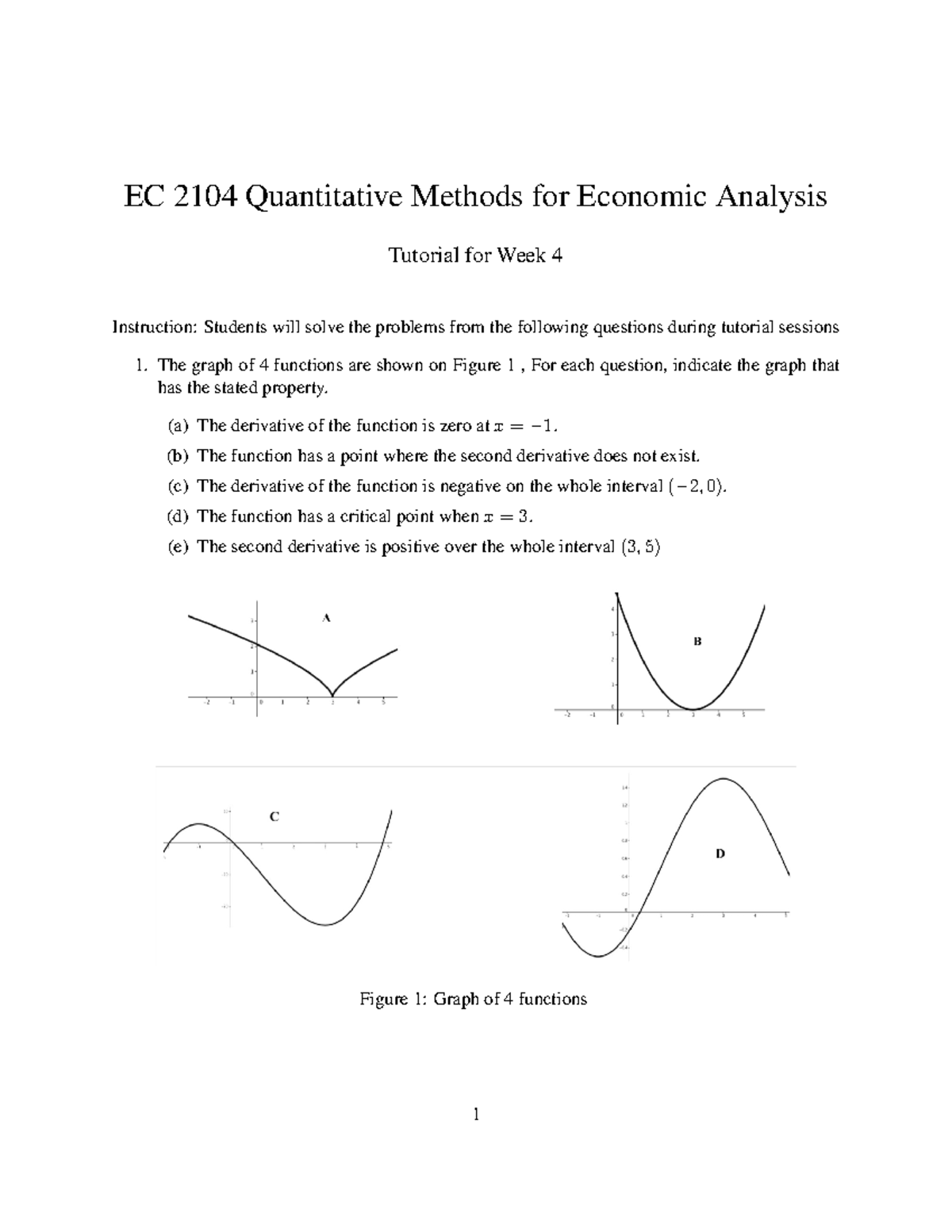 Tutorial Week4 question - EC 2104 Quantitative Methods for Economic ...
