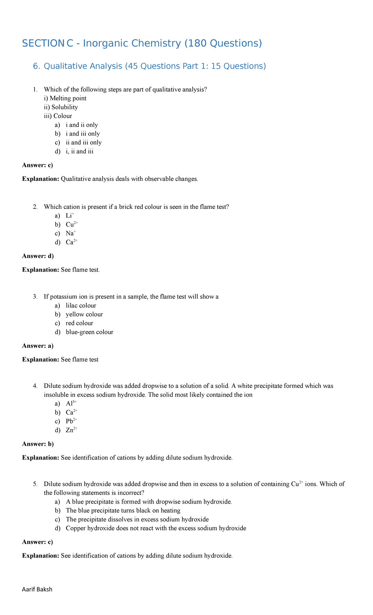 Chemistry C6 Part 1 - ABaksh - SECTION C - Inorganic Chemistry (180 ...