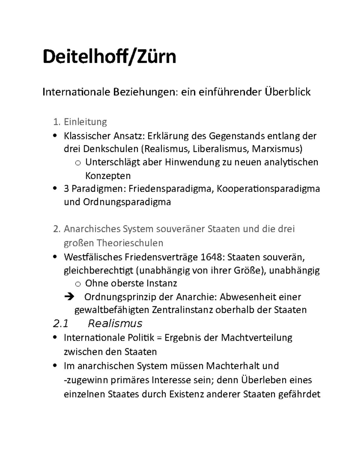 Zürn - Die Internationalen Beziehungen - Ein Einführender Überblick ...