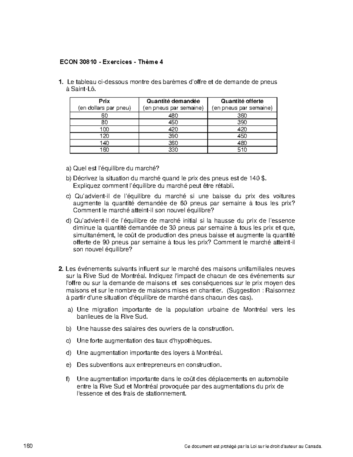 30810 - Thème 4 - Exercices 2 - ECON 30810 - Exercices - Thème 4 1. Le ...