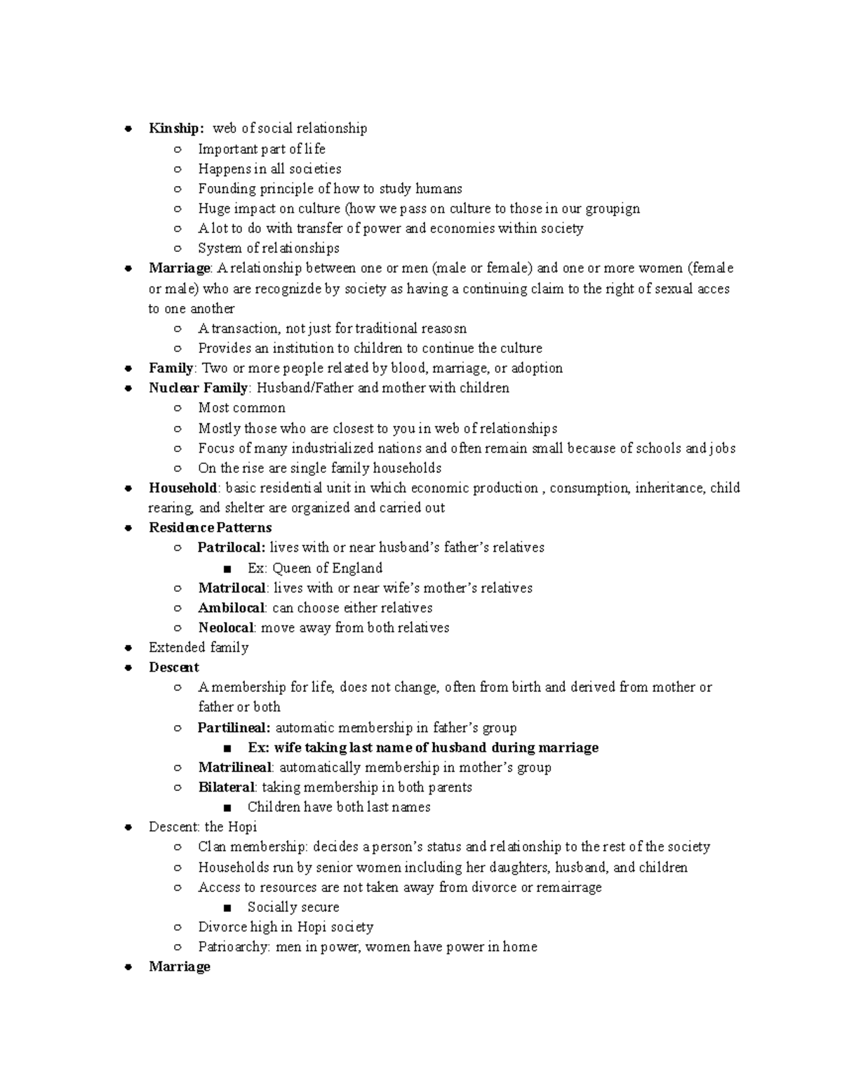 Lecture 6 - Families and Kinship - Kinship: web of social relationship ...