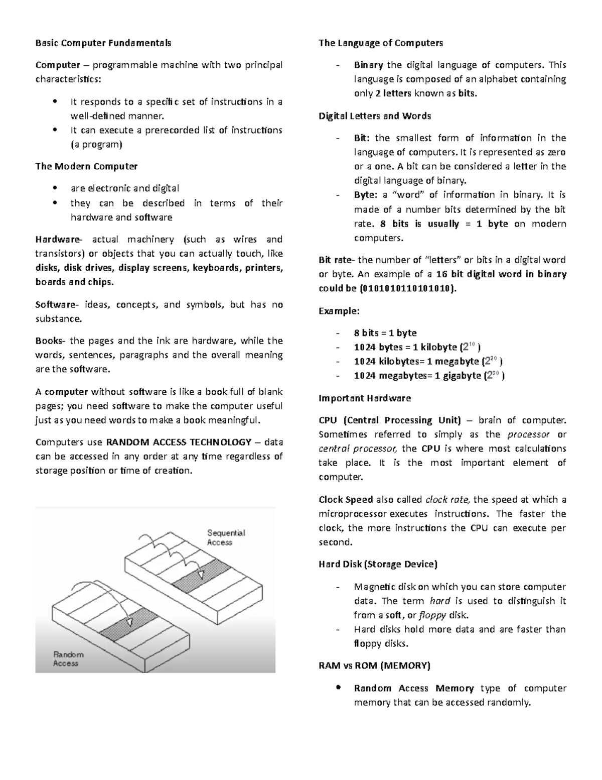 Basic Computer Fundamentals - Basic Computer Fundamentals Computer ...