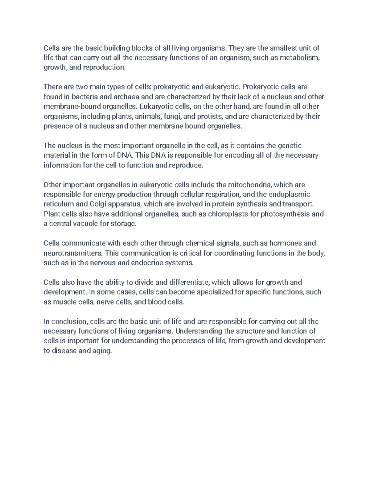 Lecture on cells - Cells are the basic building blocks of all living ...