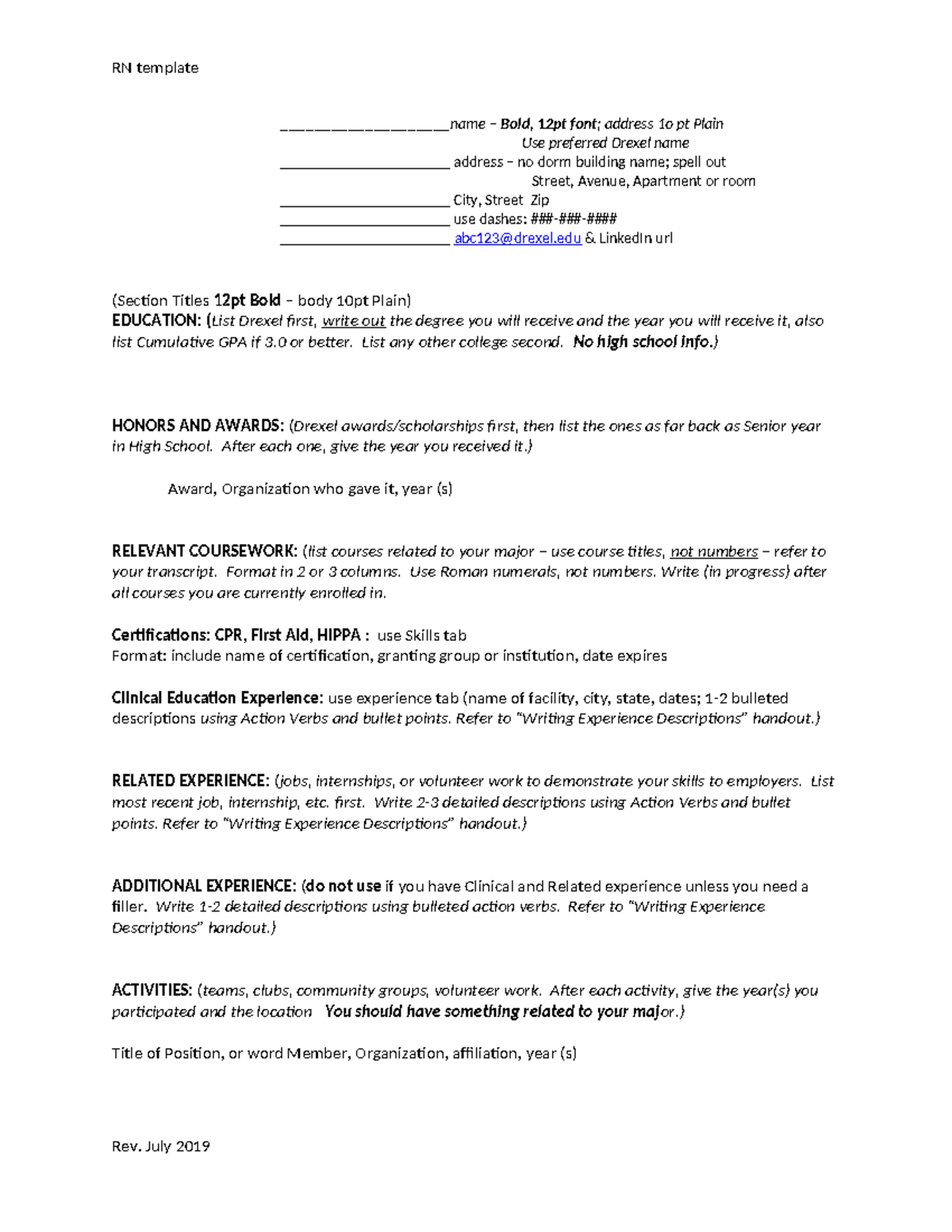 Nursing Resume Template with notes(1) - Tagged - RN template ...