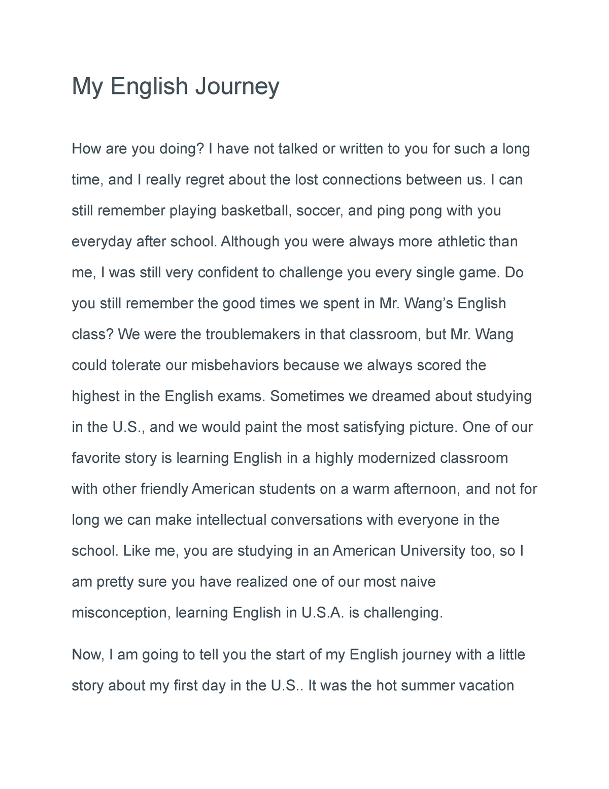 my english journey essay