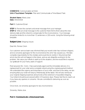 Complete Template for Unit 4 Touchstone - Communication at Work.docx ...