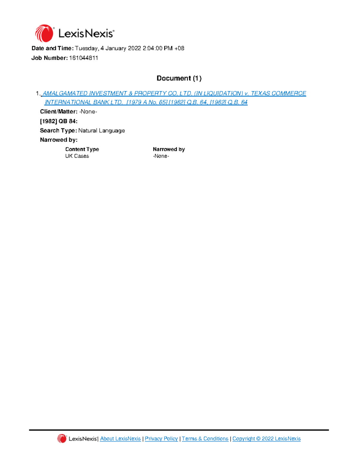 Amalgamated Investment & Property CO. LTD. (IN Liquidat About