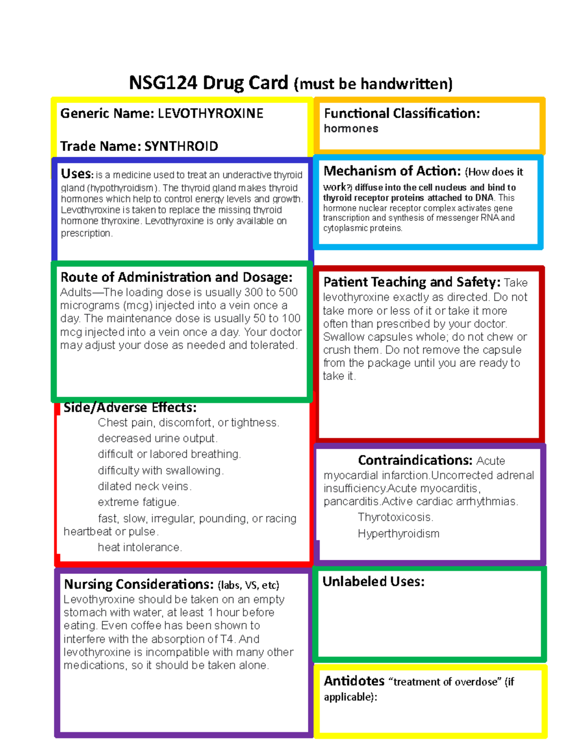 levothyroxine-course-work-nsg124-drug-card-must-be-handwritten