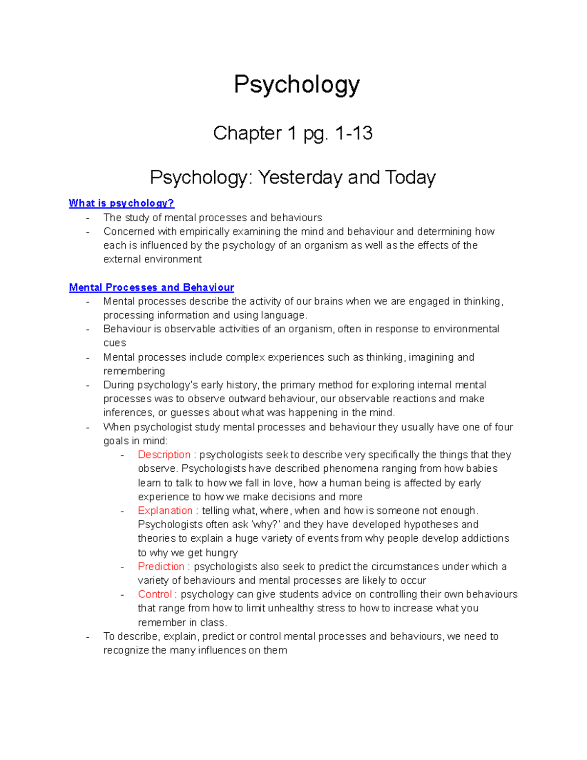PS101 Psychology - Lecture notes notes - PS283 - WLU - Studocu