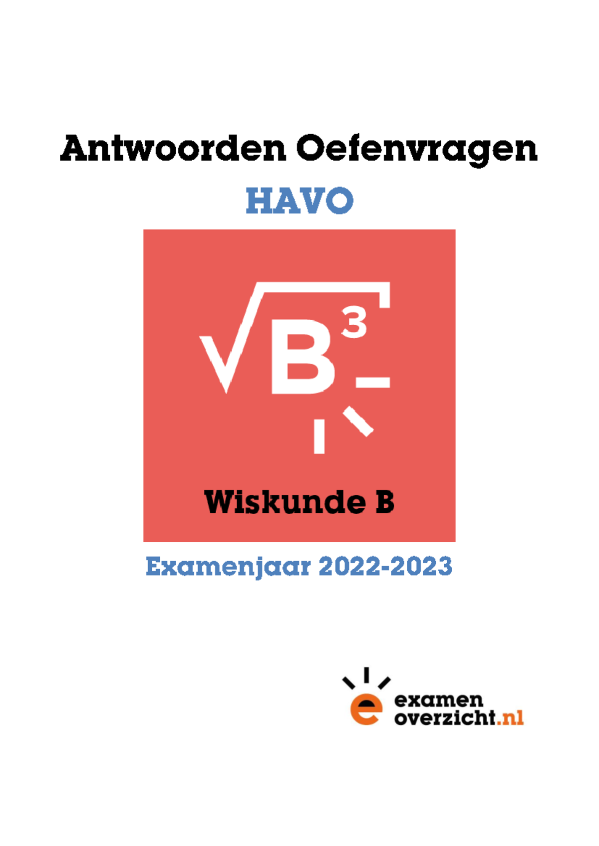 HAVO Wiskunde B - Antwoorden Oefenvragen - Inhoudsopgave Wiskunde B ...