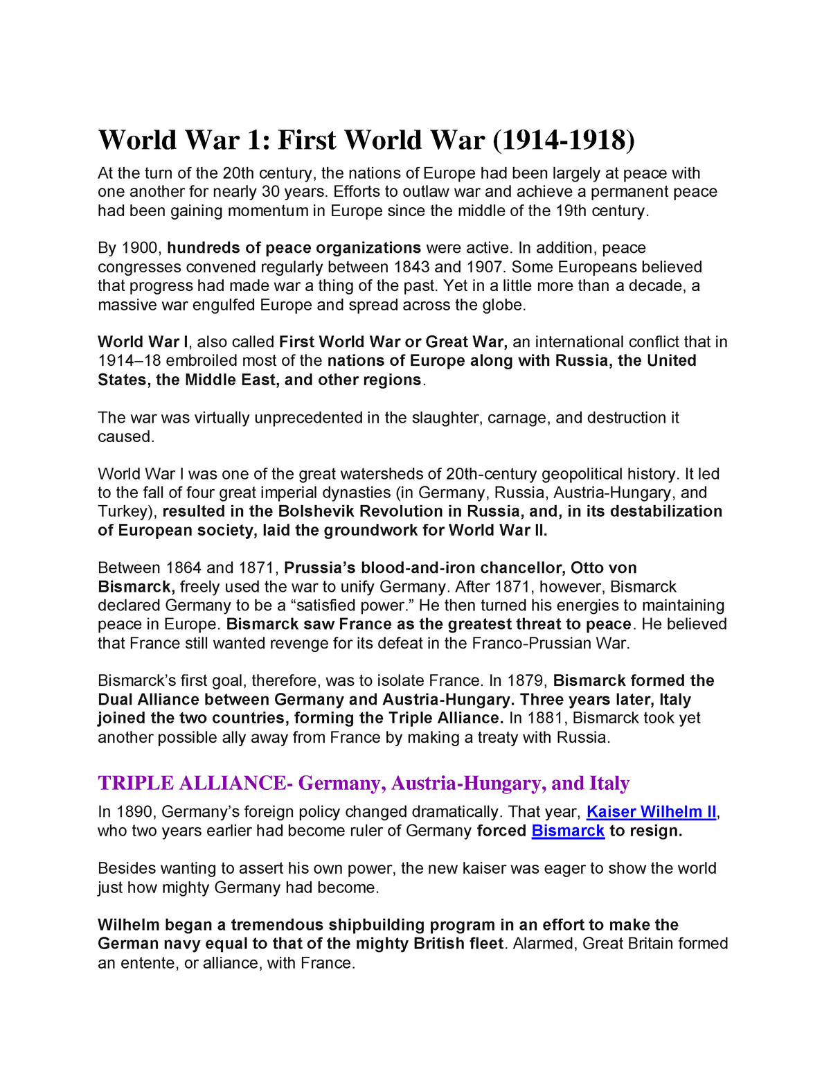 thesis about world war 1