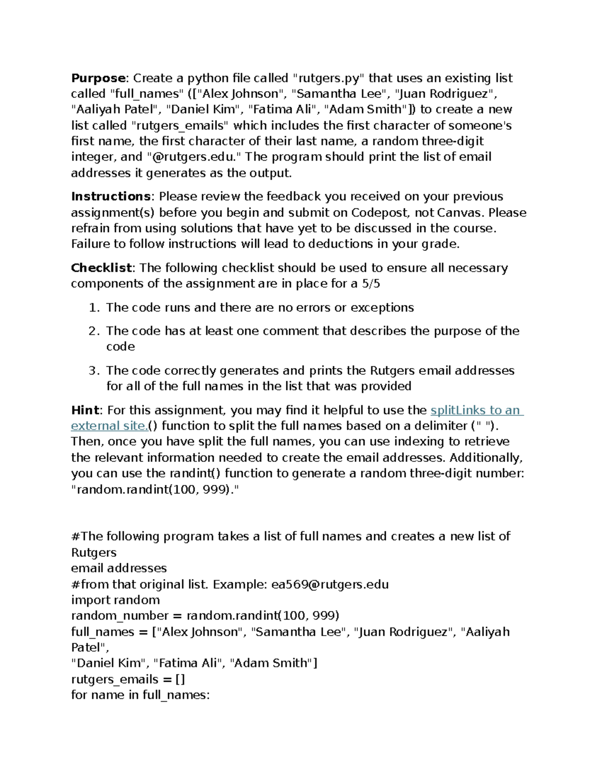 Python 2 - Purpose: Create a python file called 