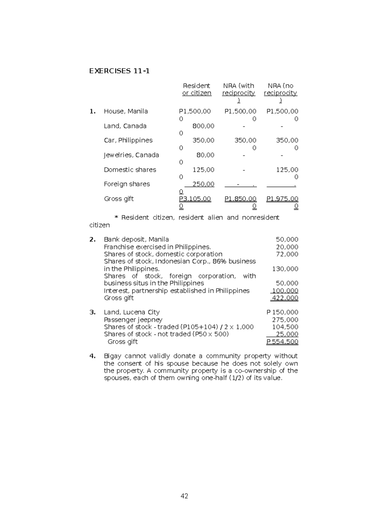 Transfer And Business Taxes By Ampongan (6th Ed.)sol Man 11 - EXERCISES ...