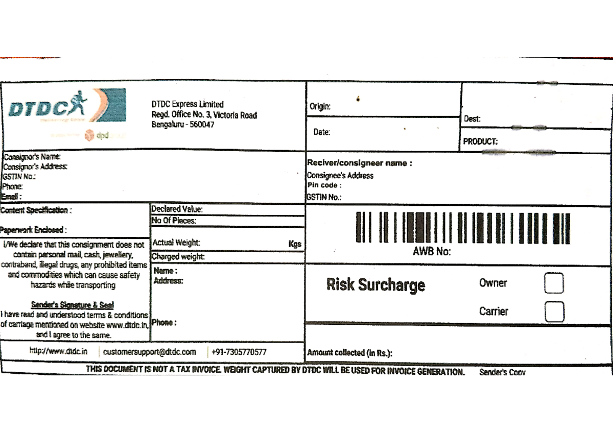 DTDC - THIS IS THE ESSAY FORMAT - DTDCA DTDC Express Limited Origin ...