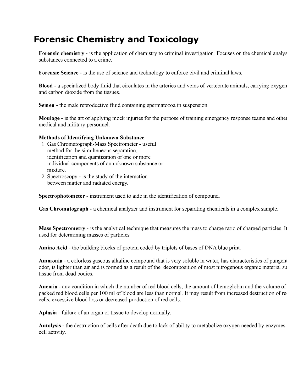 Forensic Chemistry And Toxicology - Forensic Chemistry And Toxicology ...