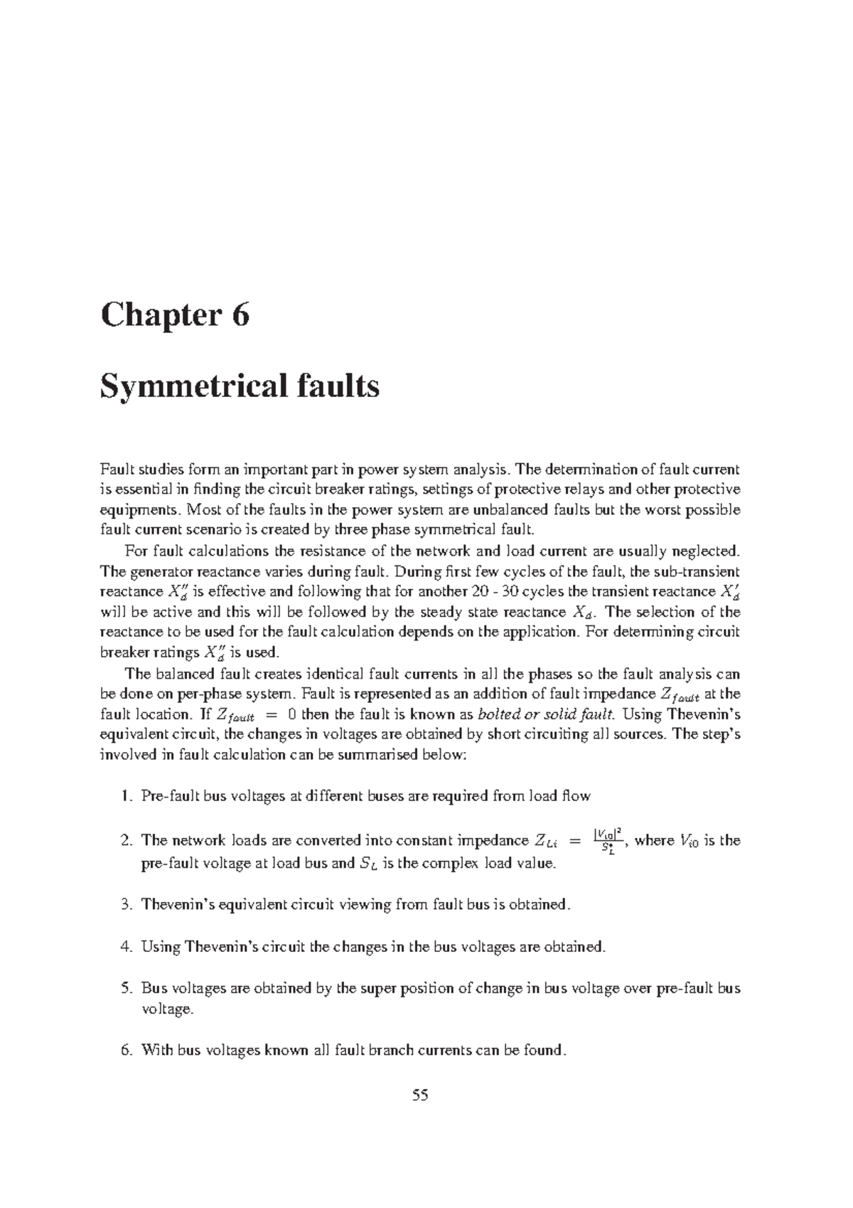 PCT Notes Lec6 Symmetrical faults - Chapter 6 Symmetrical faults Fault ...