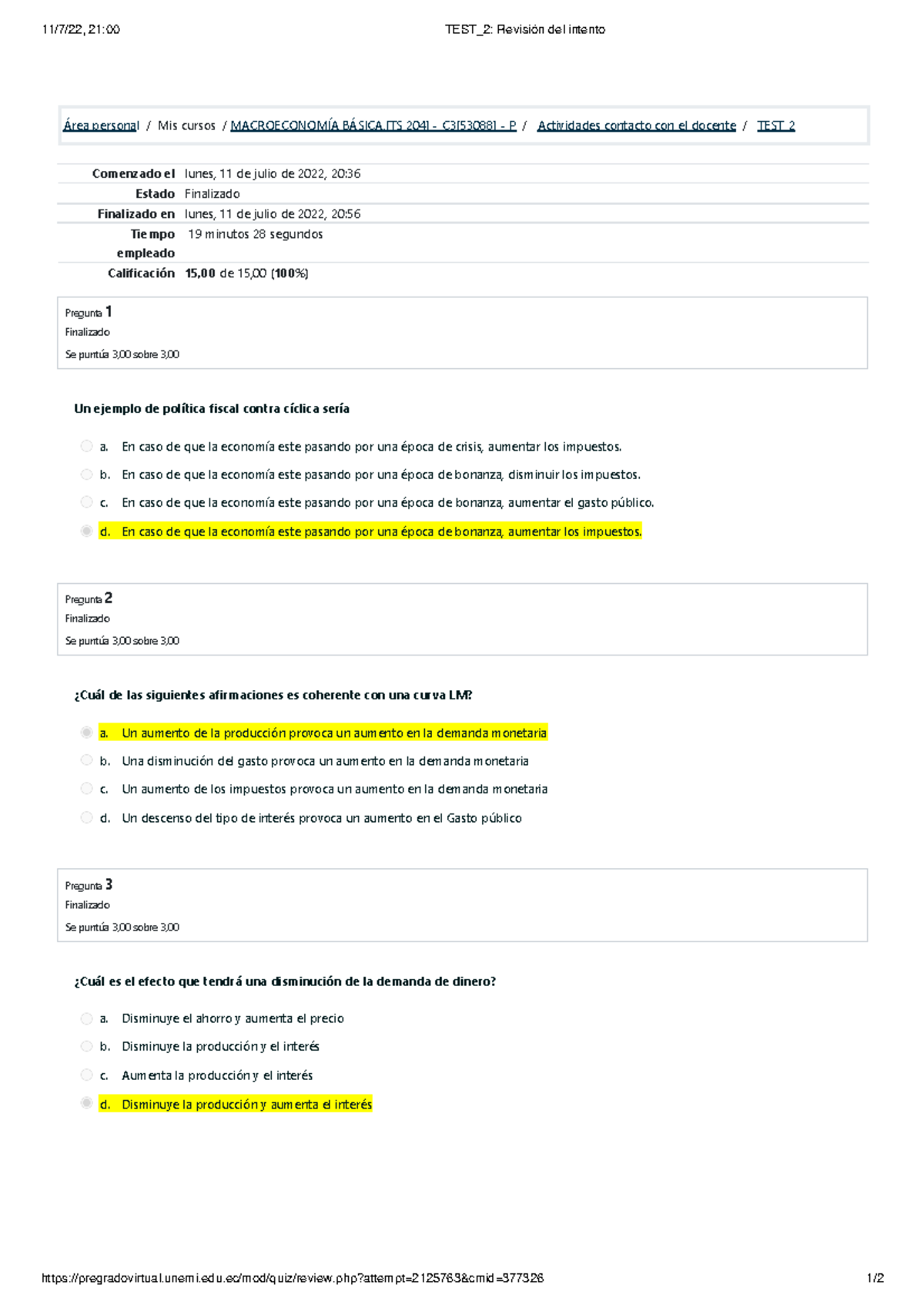 Todos Los Test De Macroeconomia - Pregunta 1 Finalizado Se Punt ̇a 3,00 ...