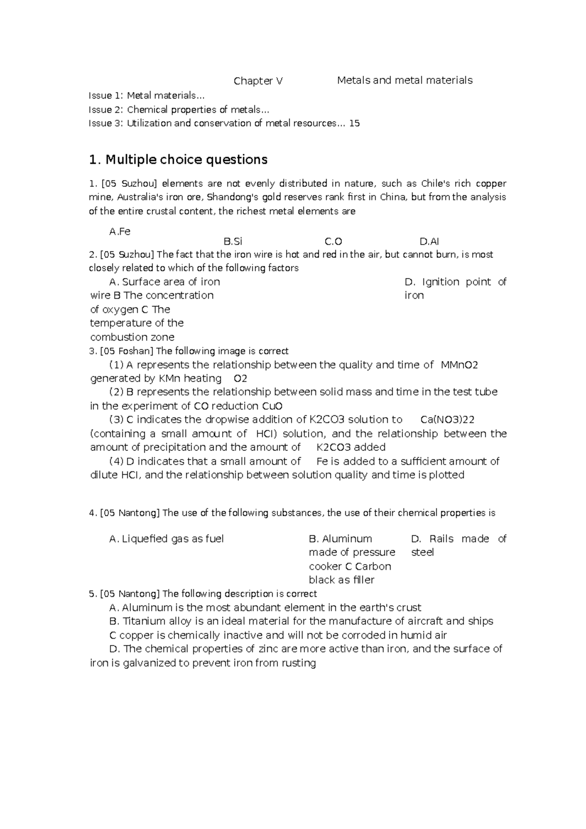 Chapter V-Metals and metal materials - Chapter V Metals and metal ...