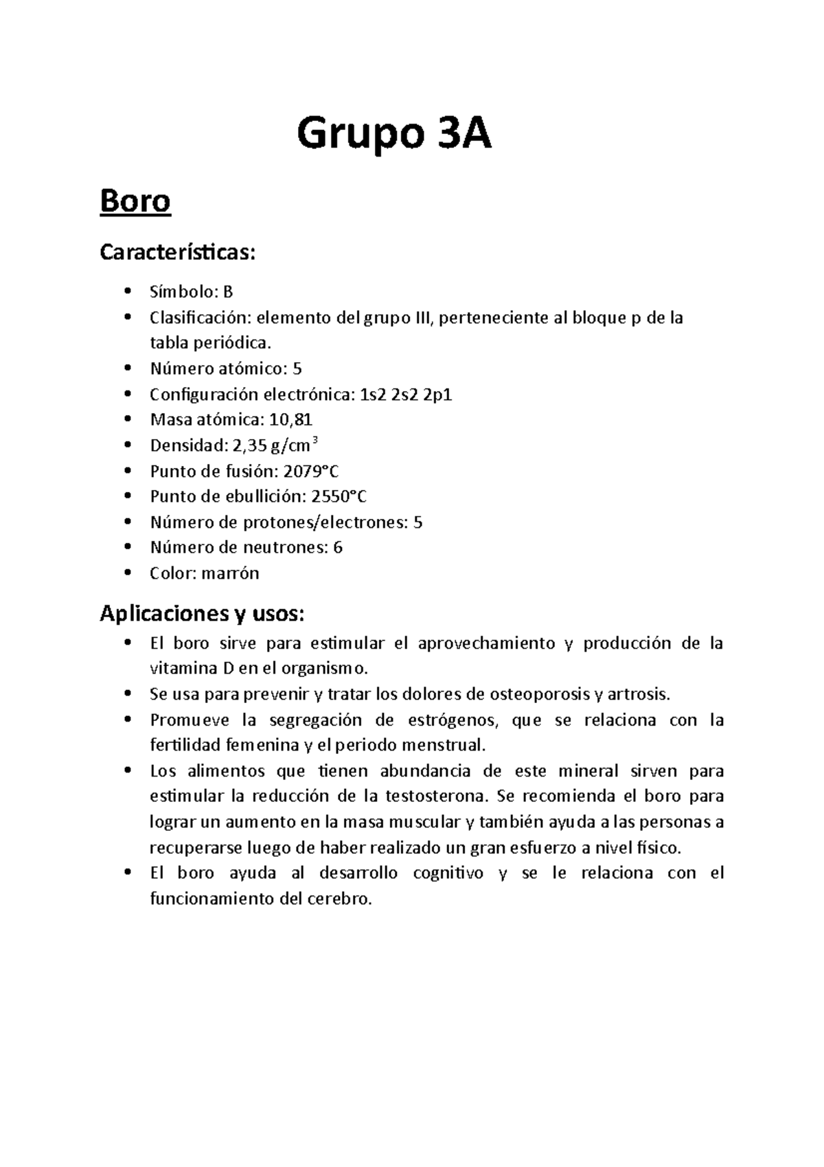 Documento 149 - biologia y elementos - Grupo 3A Boro Características ...