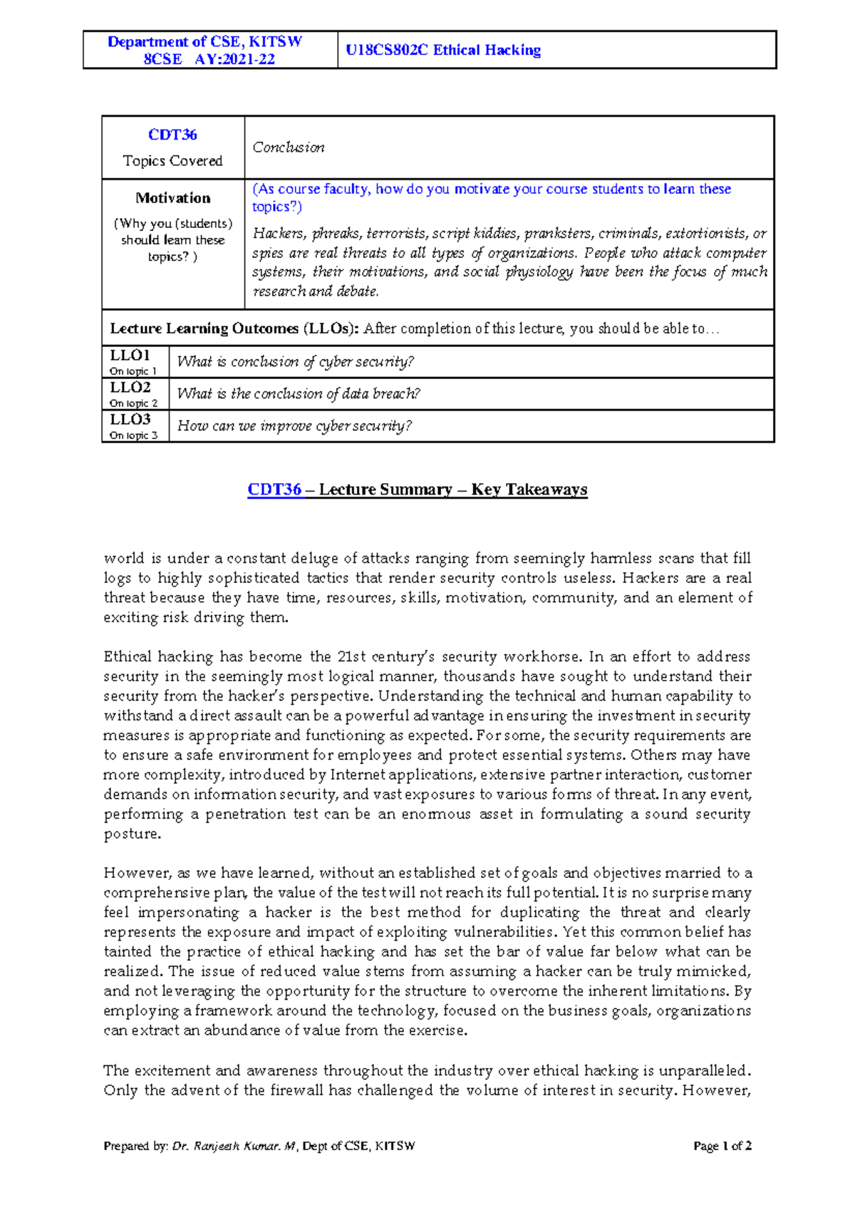 Ethical Hacking - NOTES - Department of CSE, KITSW 8CSE AY:2021-22 ...