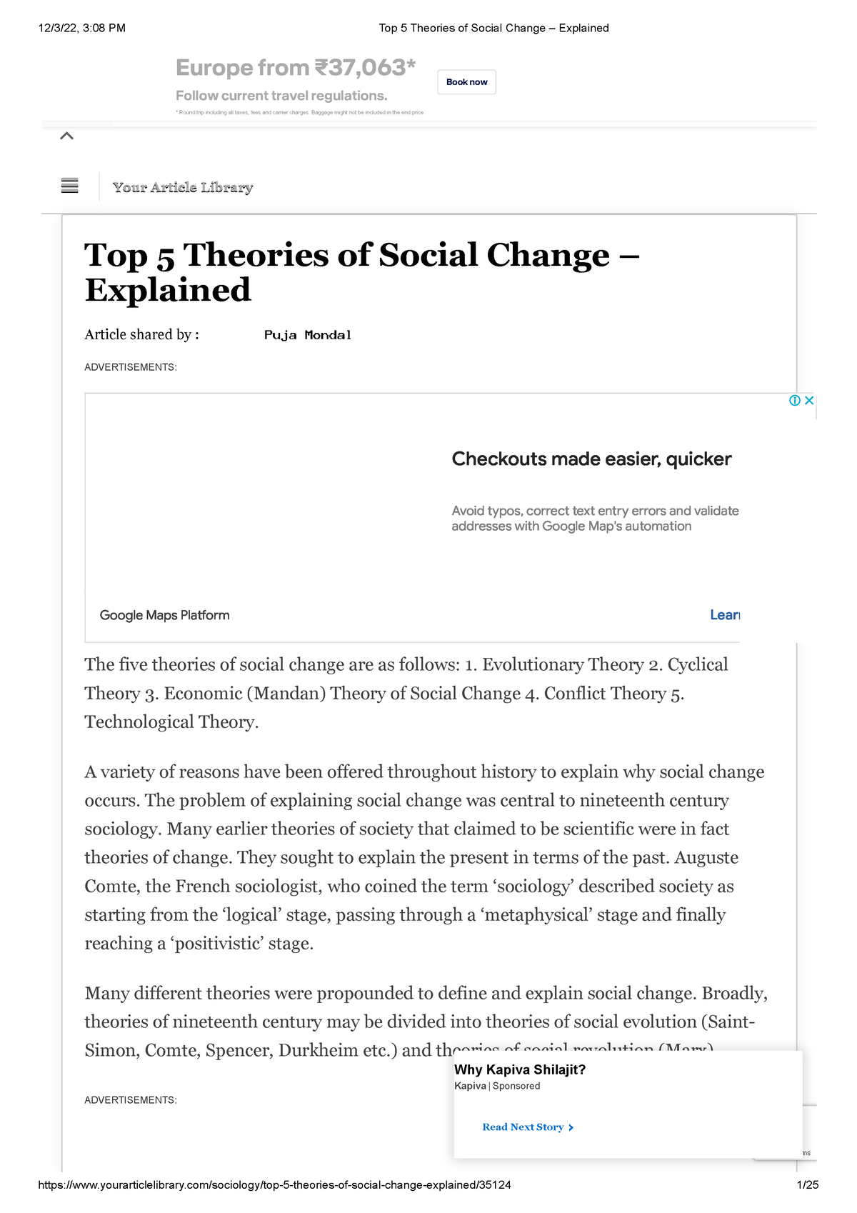 Theories Of Social Change - Evolutionary Theory 2. Cyclical Theory 3 ...