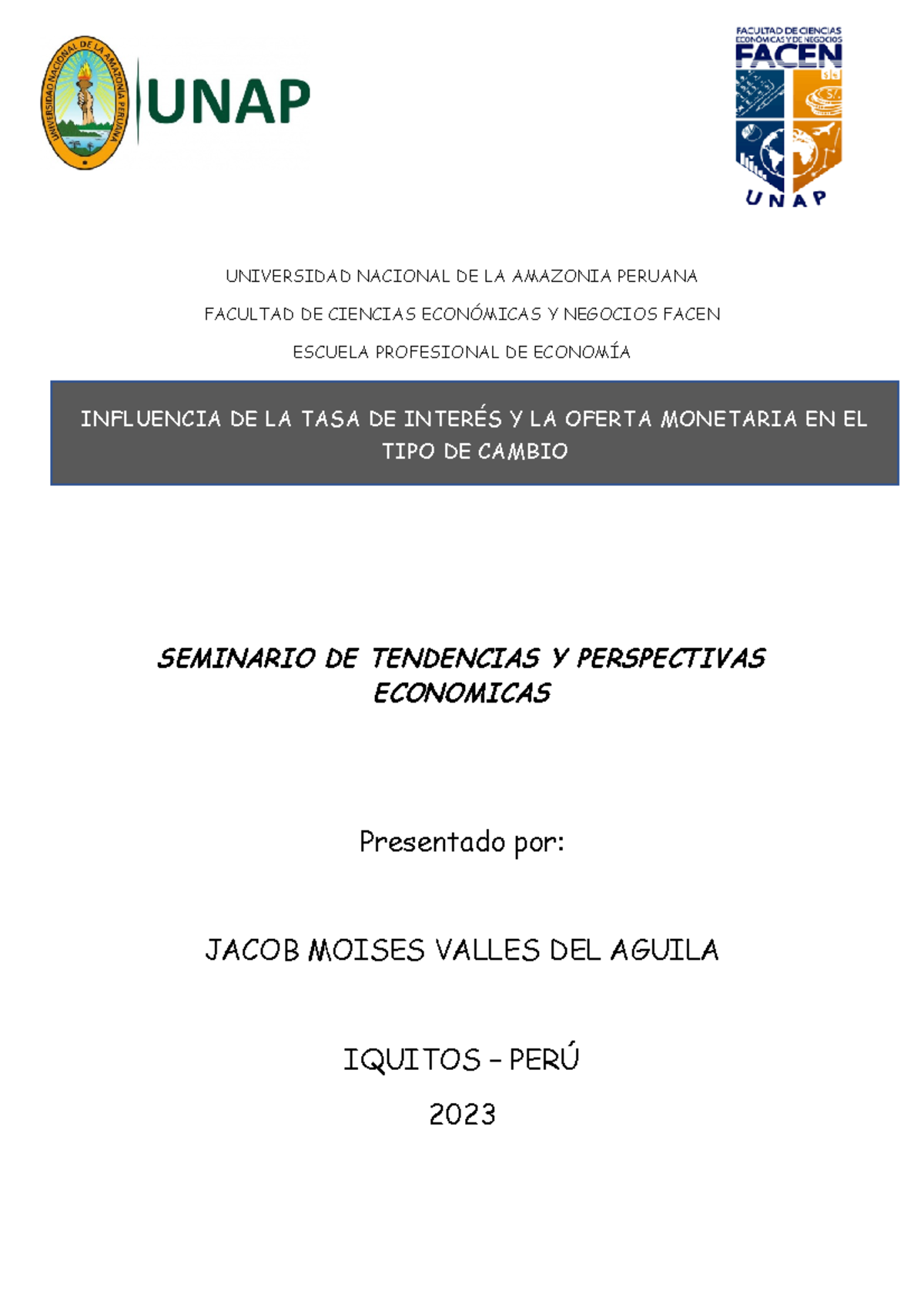 Influencia de la tasa de interés y la oferta monetaria en el tipo de ...