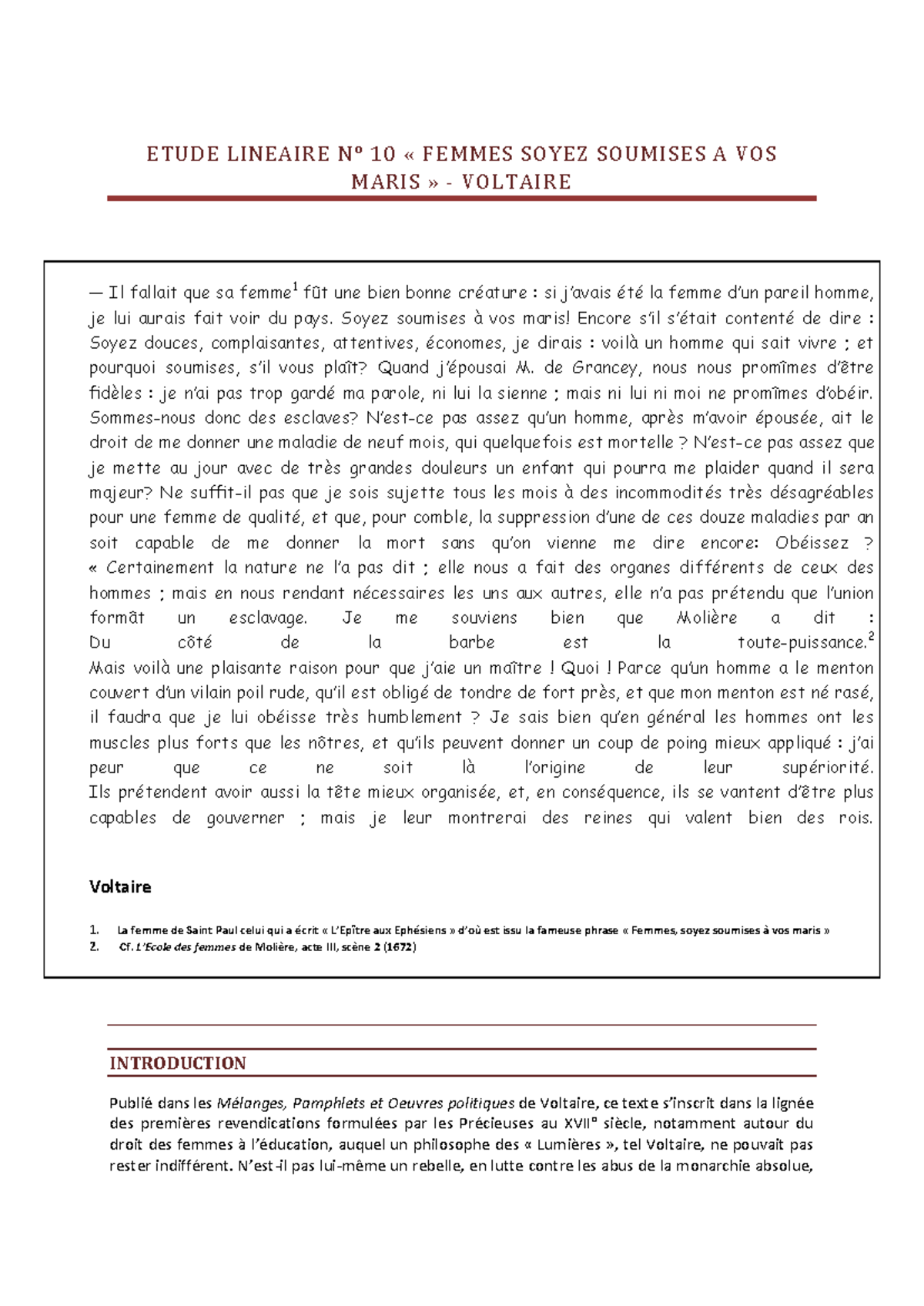 Femmes Soyez Soumises à Vos Maris Voltaire www.studocu.com