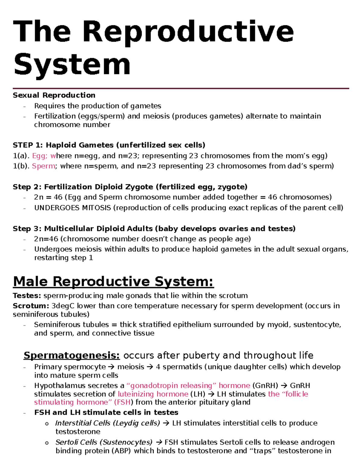 The Reproductive System The Reproductive System Sexual Reproduction