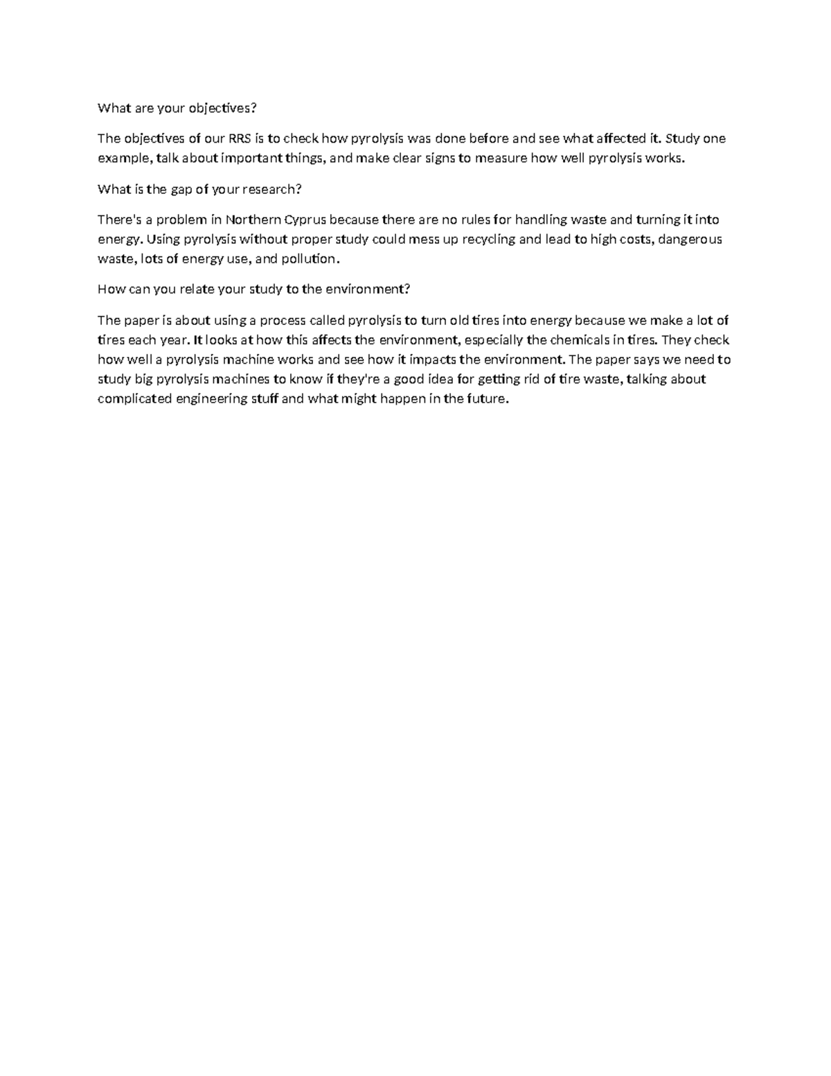 Envi-Sci RRS - notes - What are your objectives? The objectives of our ...