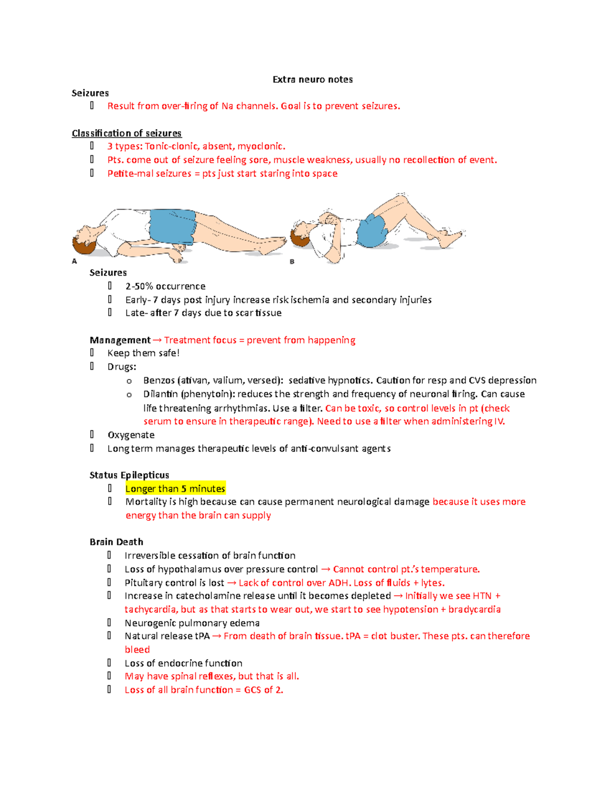 Extra neuro student notes - Extra neuro notes Seizures Result from over ...