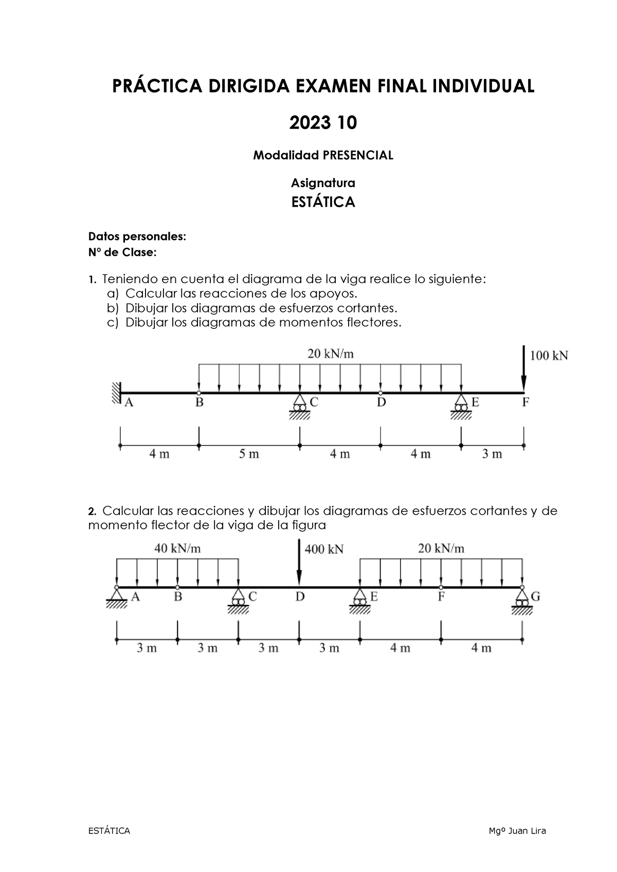 Práctica Dirigida Examen Final Individual Estática 2023 10 - PR¡CTICA ...