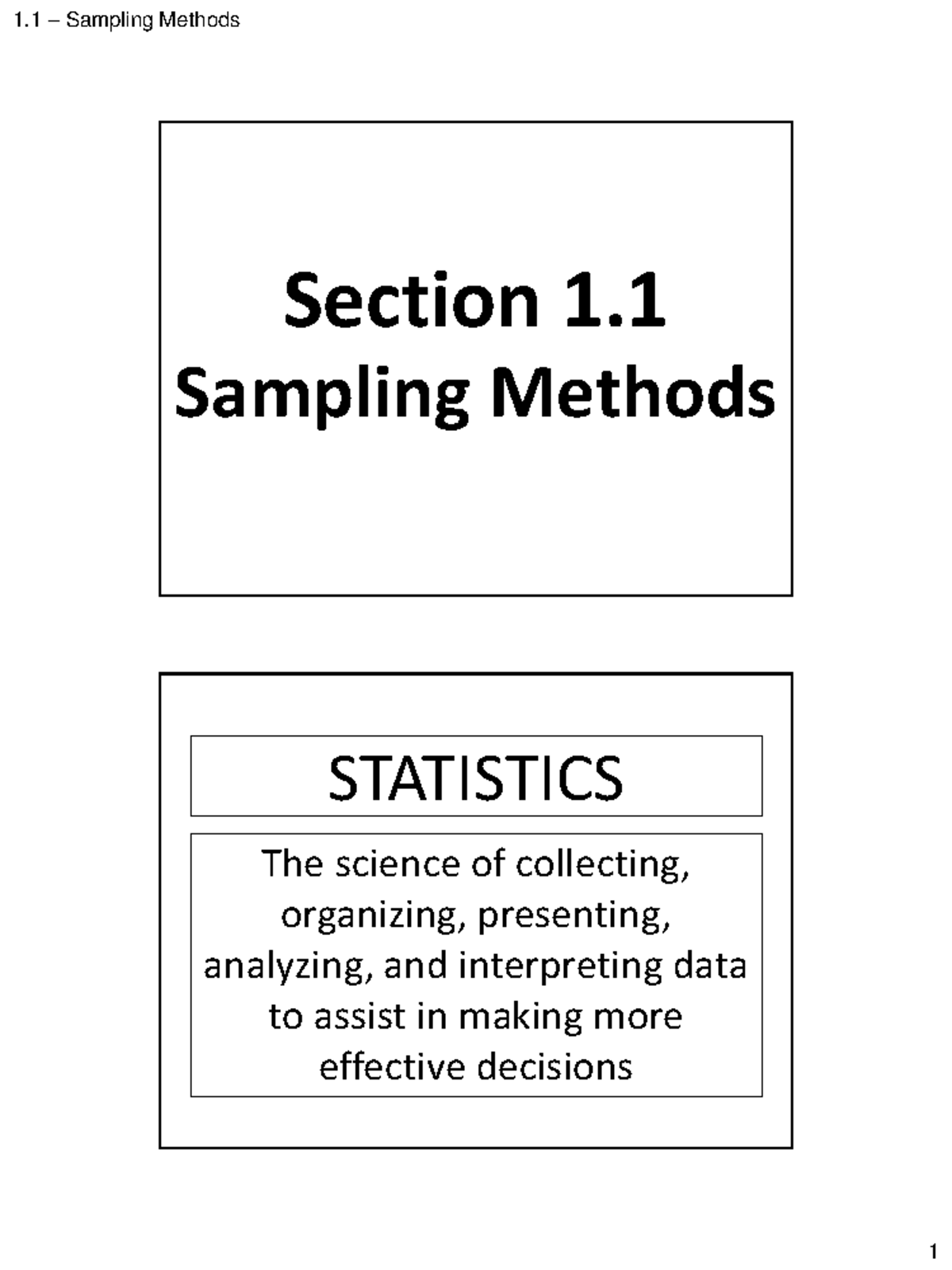 1.1 - Sampling Methods (Solutions) - Section 1. Sampling Methods ...