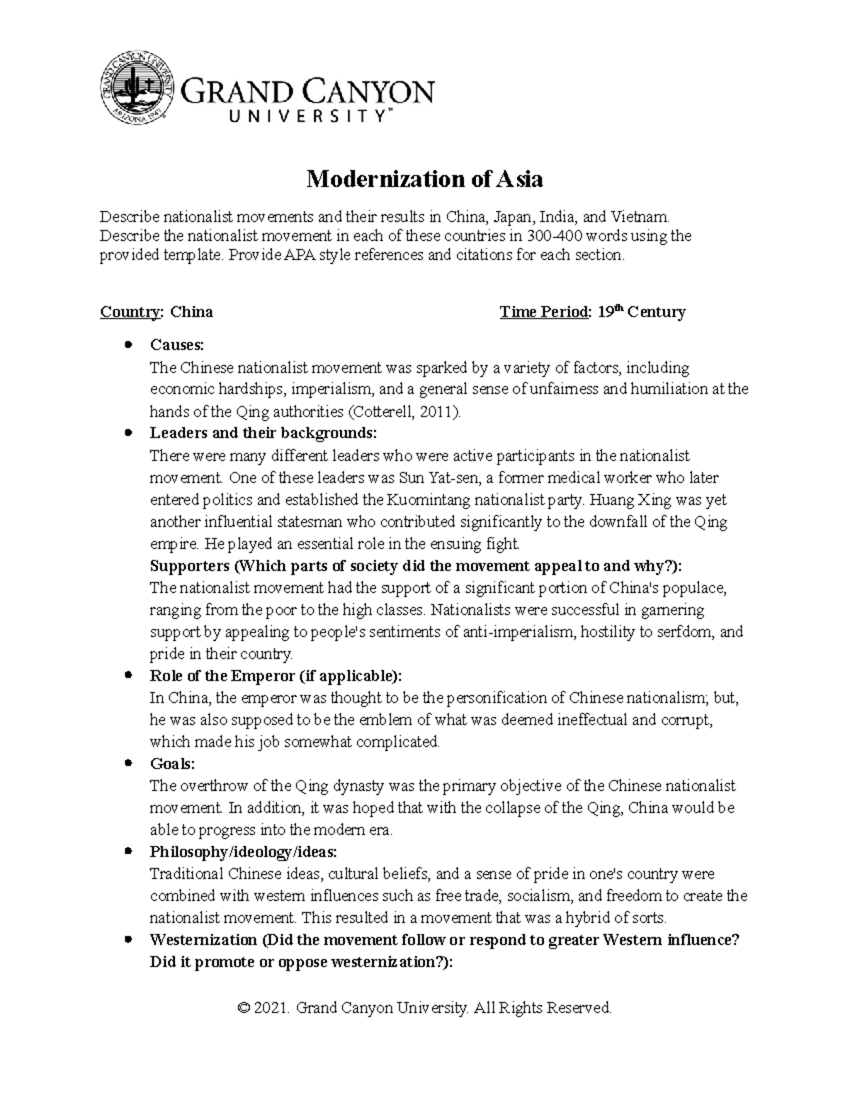 HIS 350 RS T5 Modernization of Asia - Modernization of Asia Describe ...