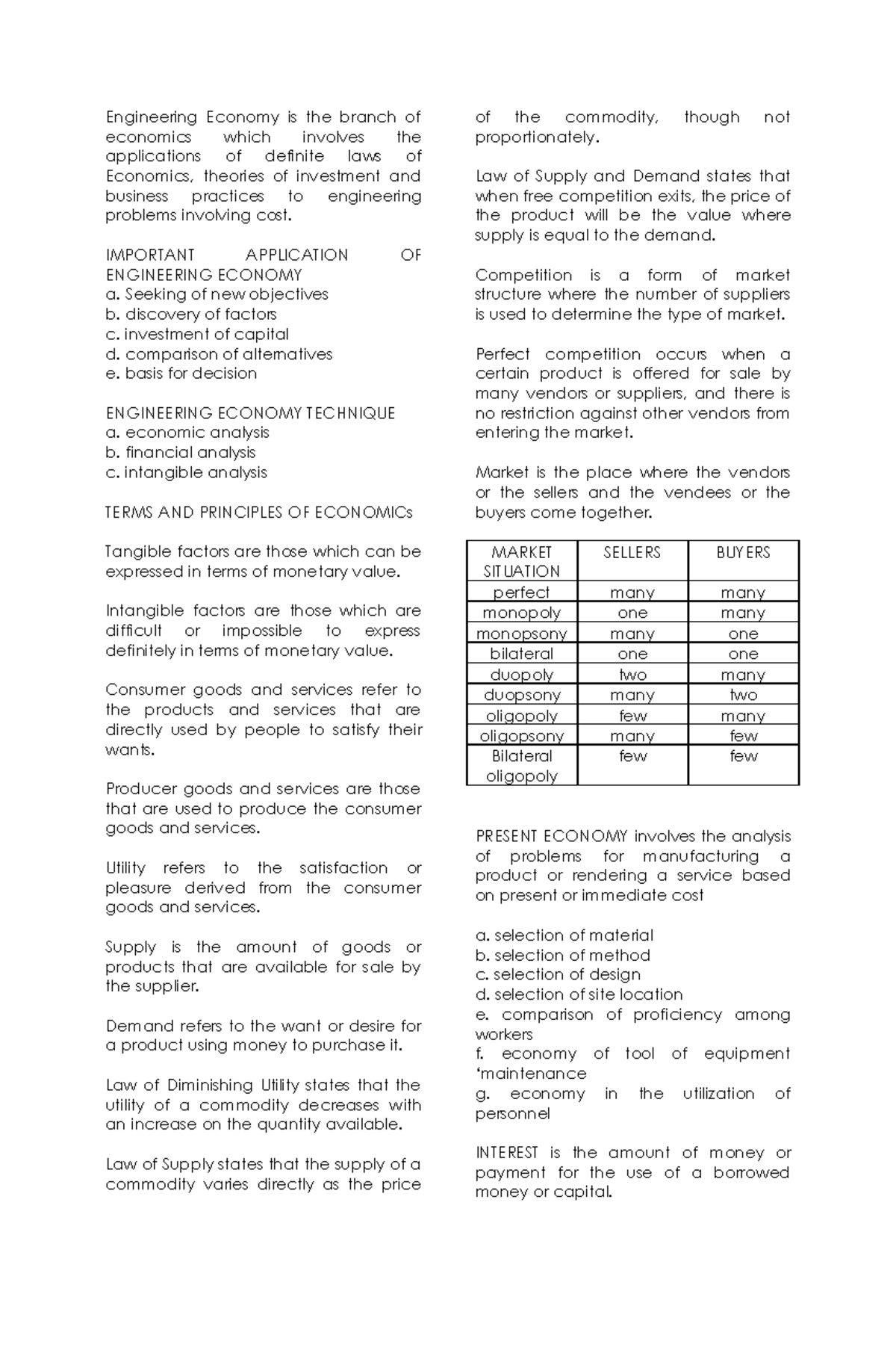 Engineering Economy Lecture Notes 1 Engineering Economy Is The Engineering Economy Lecture Notes 1 Engineering Economy Is The