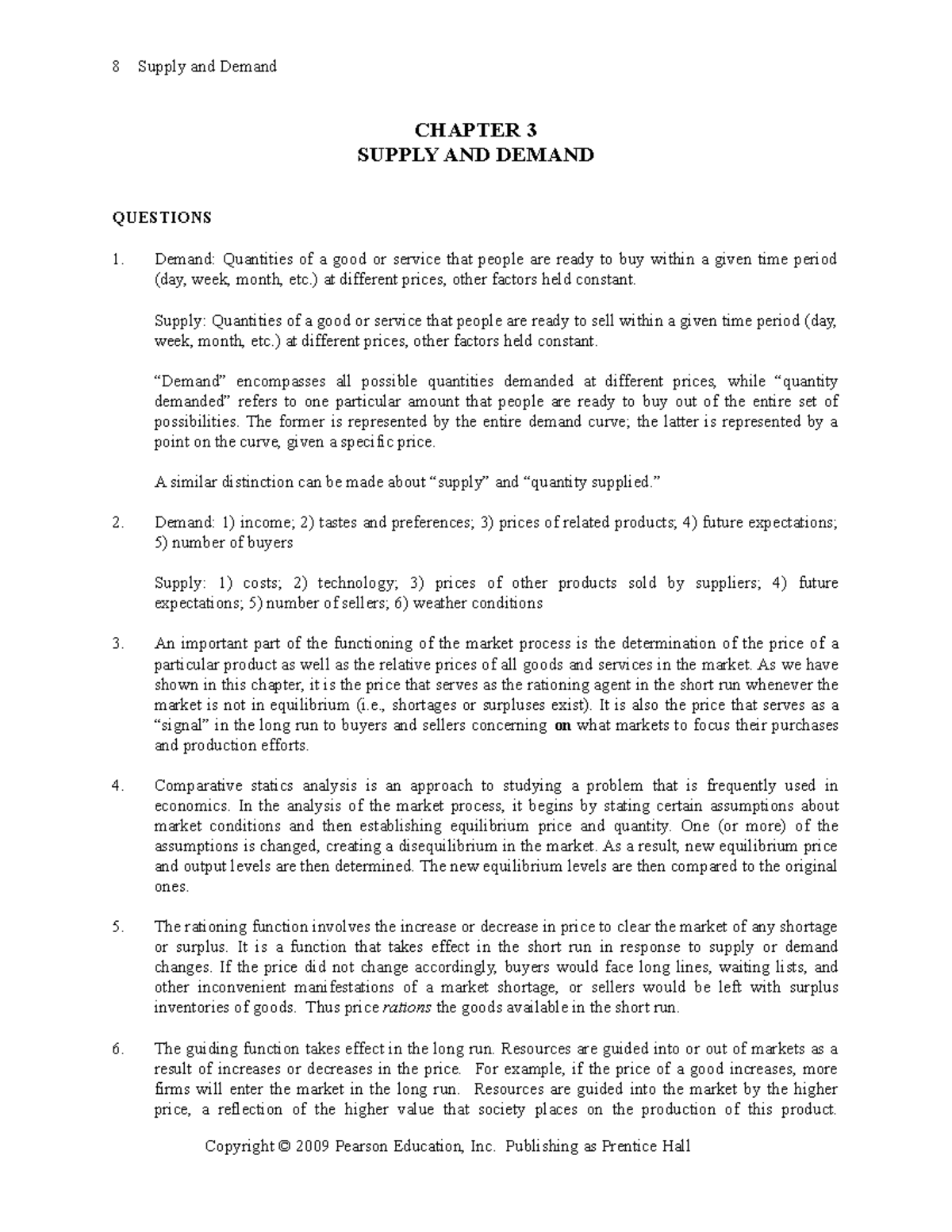 Ch03 keat6e - Chapter solution for Econ - CHAPTER 3 SUPPLY AND DEMAND ...