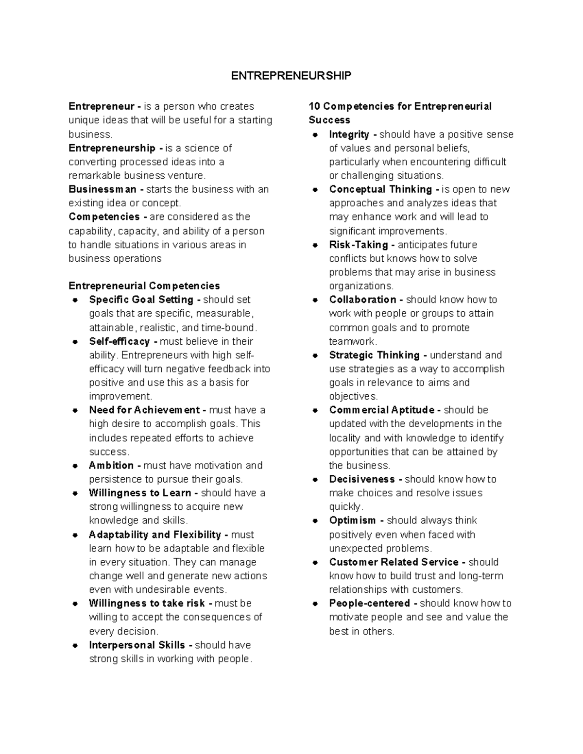 Entrepreneurship - reviewer - ENTREPRENEURSHIP Entrepreneur - is a ...