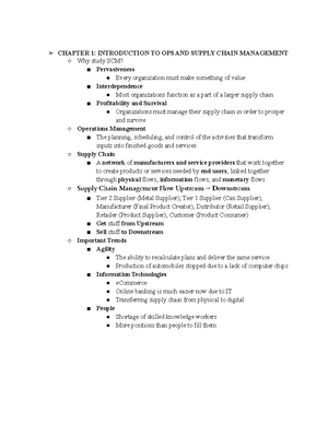 Bus 370 Exam 1 Study Guide Textbook Chapter 1 Operations Function