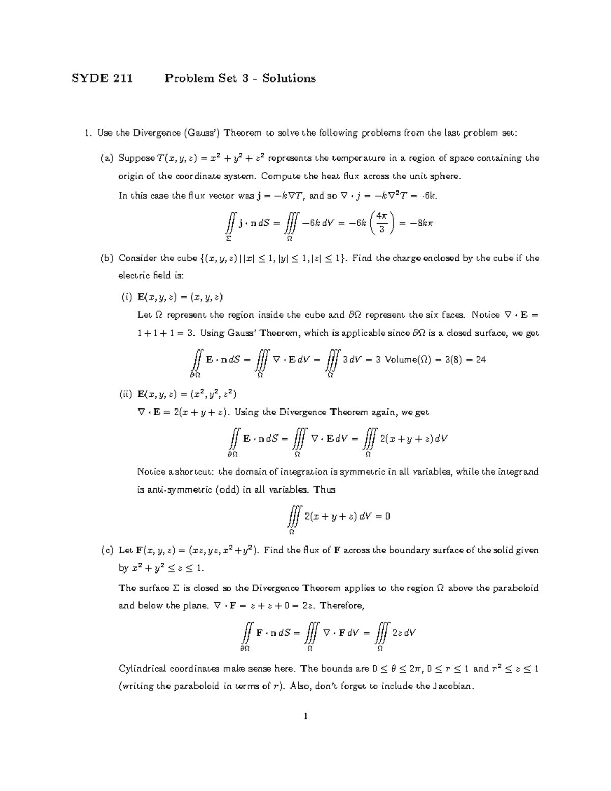 SYDE211 Problem Set 3 Solutions to the Problems - SYDE 211 Problem Set ...