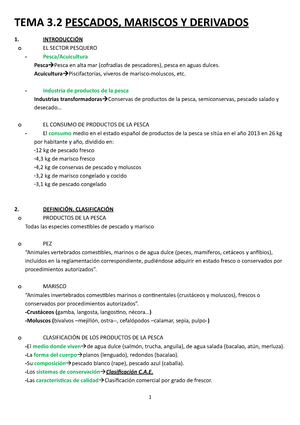 TEMA  Pescados, Mariscos Y Derivados - TEMA 3 PESCADOS, MARISCOS Y  DERIVADOS 1. INTRODUCCIÓN o EL - Studocu